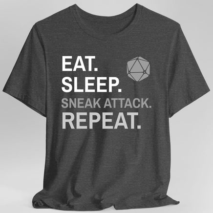 Rogue T-Shirt – 'Eat, Sleep, Sneak Attack, Repeat'-GoblinSmith