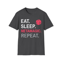 Sorcerer Class T-Shirt – 'Eat, Sleep, Metamagic, Repeat'-GoblinSmith