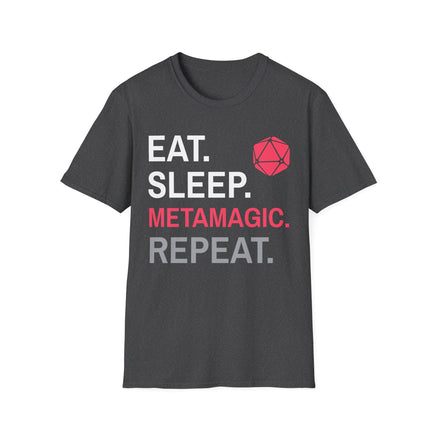 Sorcerer Class T-Shirt – 'Eat, Sleep, Metamagic, Repeat'-GoblinSmith