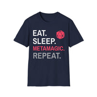Sorcerer Class T-Shirt – 'Eat, Sleep, Metamagic, Repeat'-GoblinSmith