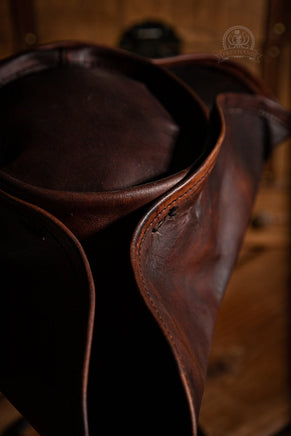 Leather Hat Tricorne Dark Brown-GoblinSmith