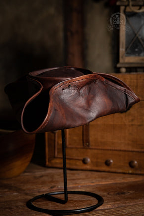 Leather Hat Tricorne Dark Brown-GoblinSmith