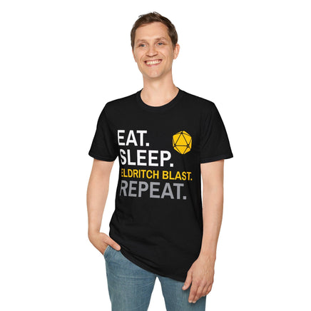 Warlock Class T-Shirt – 'Eat, Sleep, Eldritch Blast, Repeat'-GoblinSmith