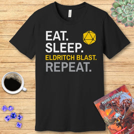 Warlock Class T-Shirt – 'Eat, Sleep, Eldritch Blast, Repeat'-GoblinSmith