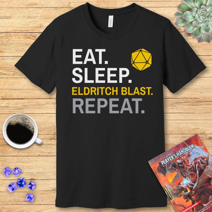 Warlock Class T-Shirt – 'Eat, Sleep, Eldritch Blast, Repeat'-GoblinSmith