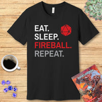 Wizard Class T-Shirt – 'Eat, Sleep, Fireball, Repeat'-GoblinSmith
