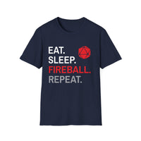 Wizard Class T-Shirt – 'Eat, Sleep, Fireball, Repeat'-GoblinSmith
