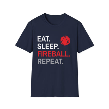 Wizard Class T-Shirt – 'Eat, Sleep, Fireball, Repeat'-GoblinSmith