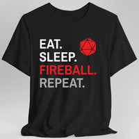 Wizard Class T-Shirt – 'Eat, Sleep, Fireball, Repeat'-GoblinSmith