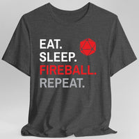 Wizard Class T-Shirt – 'Eat, Sleep, Fireball, Repeat'-GoblinSmith