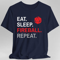 Wizard Class T-Shirt – 'Eat, Sleep, Fireball, Repeat'-GoblinSmith