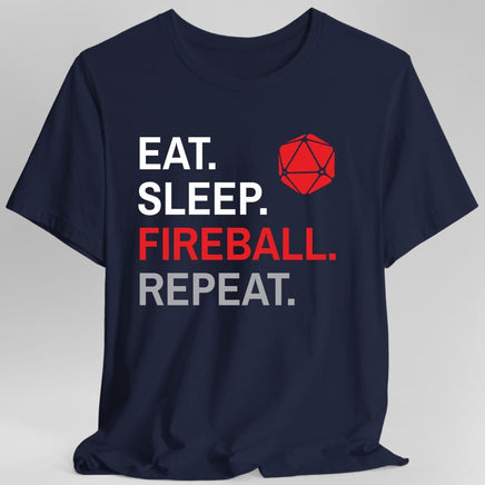Wizard Class T-Shirt – 'Eat, Sleep, Fireball, Repeat'-GoblinSmith