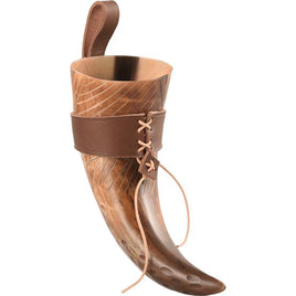 Aslaug Carved Drinking Horn With Holder-GoblinSmith