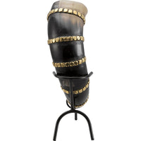 Brass Banded Drinking Horn With Stand-GoblinSmith