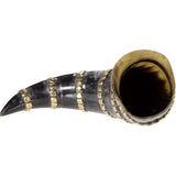 Brass Banded Drinking Horn With Stand-GoblinSmith