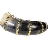 Brass Banded Drinking Horn With Stand-GoblinSmith