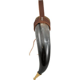 Brass Tipped Viking Drinking Horn With Leather Holder-GoblinSmith