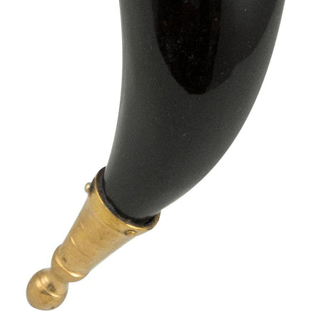 Brass Tipped Viking Drinking Horn With Leather Holder-GoblinSmith