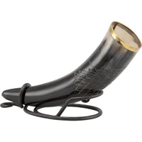 Carved Wolf Drinking Horn With Stand-GoblinSmith