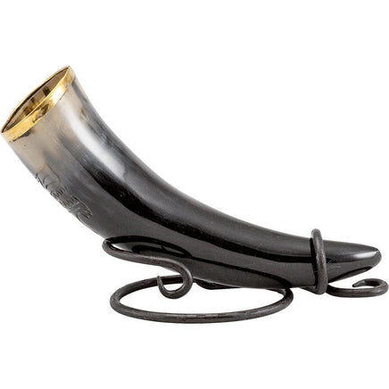 Carved Wolf Drinking Horn With Stand-GoblinSmith