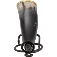 Carved Wolf Drinking Horn With Stand-GoblinSmith