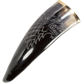Carved Wolf Drinking Horn With Stand-GoblinSmith