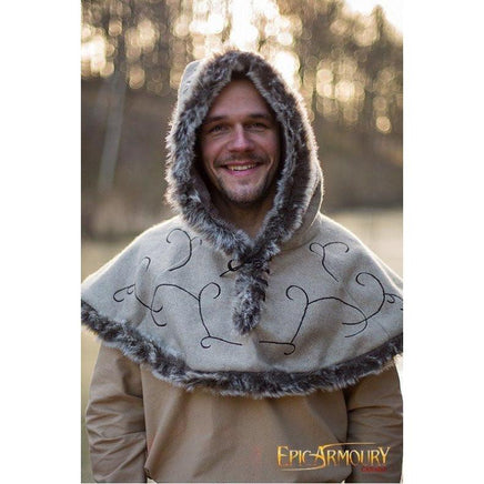 Embroidered Hood With Fur-GoblinSmith