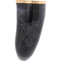 Engraved Sword Fight Drinking Horn-GoblinSmith