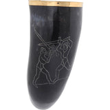 Engraved Sword Fight Drinking Horn-GoblinSmith