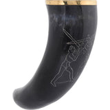 Engraved Sword Fight Drinking Horn-GoblinSmith
