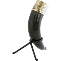 Fleur-De-Lys Rim Drinking Horn With Stand-GoblinSmith