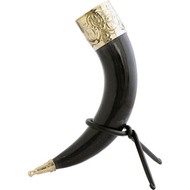 Fleur-De-Lys Rim Drinking Horn With Stand-GoblinSmith