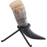 Floral Etched Drinking Horn With Stand-GoblinSmith