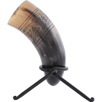 Floral Knotwork Drinking Horn With Stand-GoblinSmith