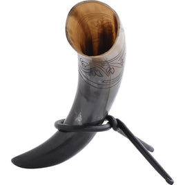 Floral Knotwork Drinking Horn With Stand-GoblinSmith