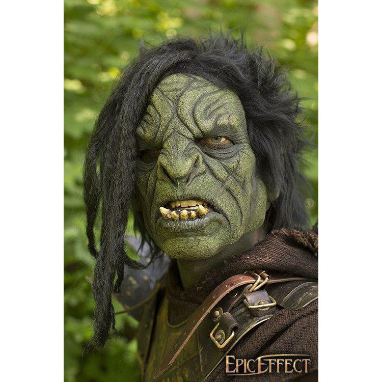 Green Brutal Orc Mask With Hair-GoblinSmith
