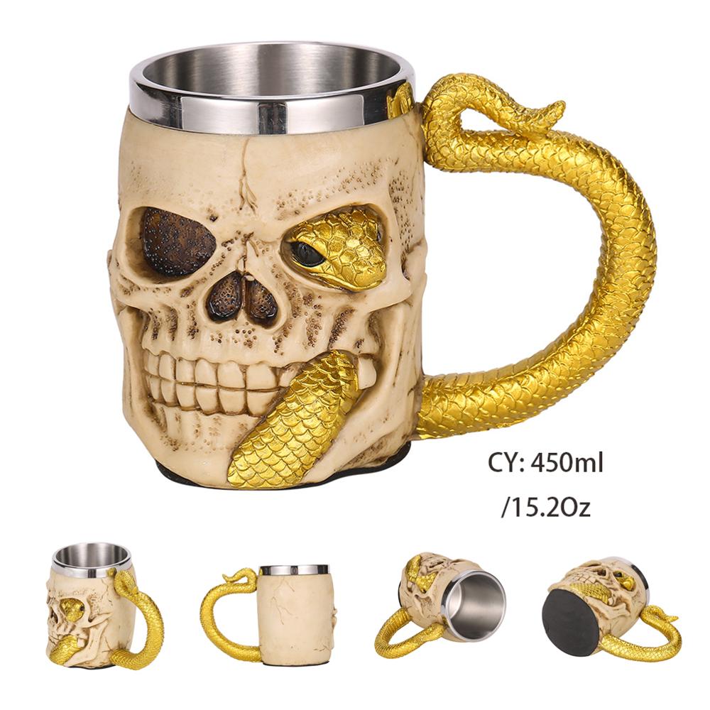 Snake and Skull Insulated Resin and Stainless Steel Mug-GoblinSmith