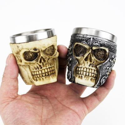 Gothic Resin Skull Shot Glass Insulated Resin and Stainless Steel-GoblinSmith