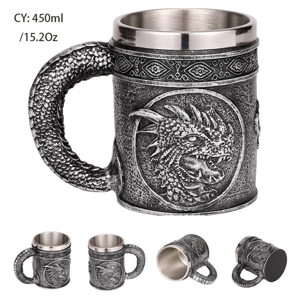 Dragon Medallion Insulated Resin and Stainless Steel Mug-GoblinSmith