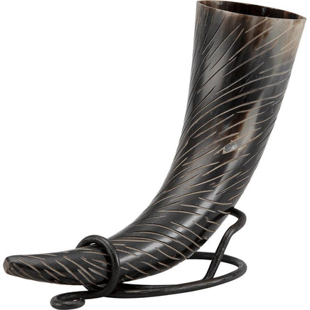 Skadi Carved Drinking Horn With Stand-GoblinSmith