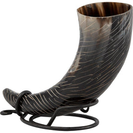 Skadi Carved Drinking Horn With Stand-GoblinSmith