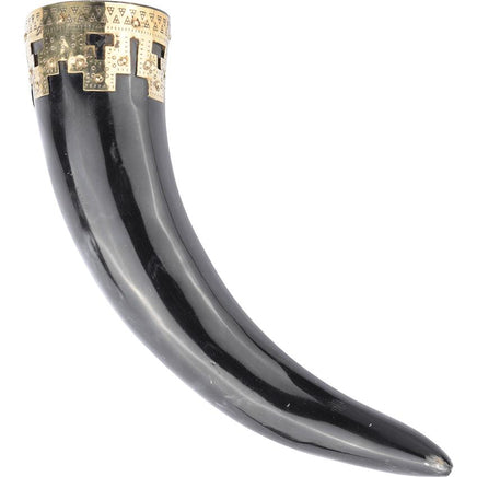 Ornate Brass Rim Drinking Horn-GoblinSmith