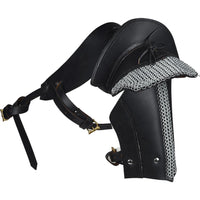 Single Leather Pauldron with Chainmail – Black-GoblinSmith