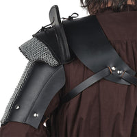 Generic Pauldron Single Leather Pauldron with Chainmail – Black| GoblinSmith