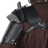 Single Leather Pauldron with Chainmail – Black-GoblinSmith