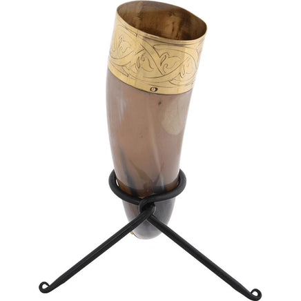 Knotwork Rim Drinking Horn With Stand-GoblinSmith