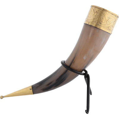 Knotwork Rim Drinking Horn With Stand-GoblinSmith