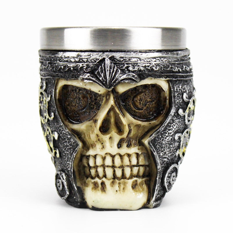 Gothic Resin Skull Shot Glass Insulated Resin and Stainless Steel-GoblinSmith