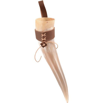 Ivar Norse Drinking Horn With Leather Holder-GoblinSmith