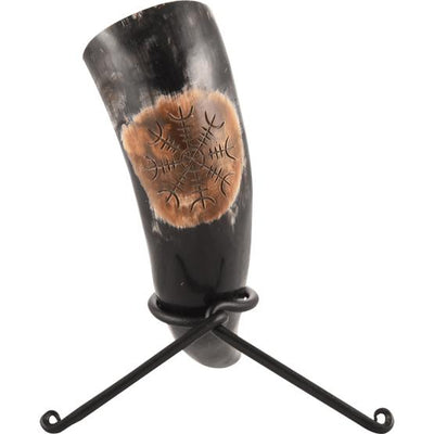 Large Helm Of Awe Drinking Horn With Stand-GoblinSmith